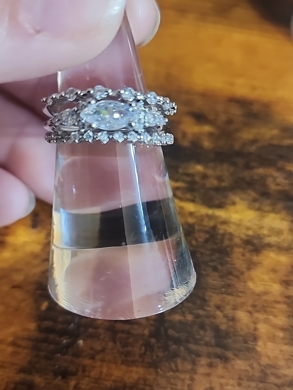 FP 3pcs 925 Sterling Silver Cubic Zirconia Ring Set Luxury And Elegant Women's